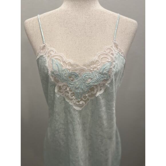 Vintage 1980's Val Mode Negligée Baby Blue with White Lace Vintage Size M - Picture 4 of 10